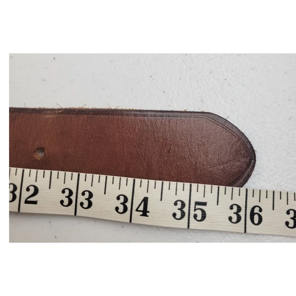 Mossimo Leather Belt Boho Western Woven Whipstitch Brass Buckle Brown 32 in